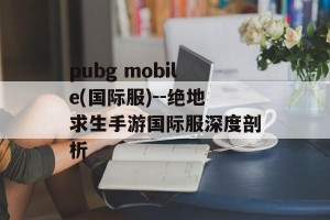 pubg mobile(国际服)--绝地求生手游国际服深度剖析